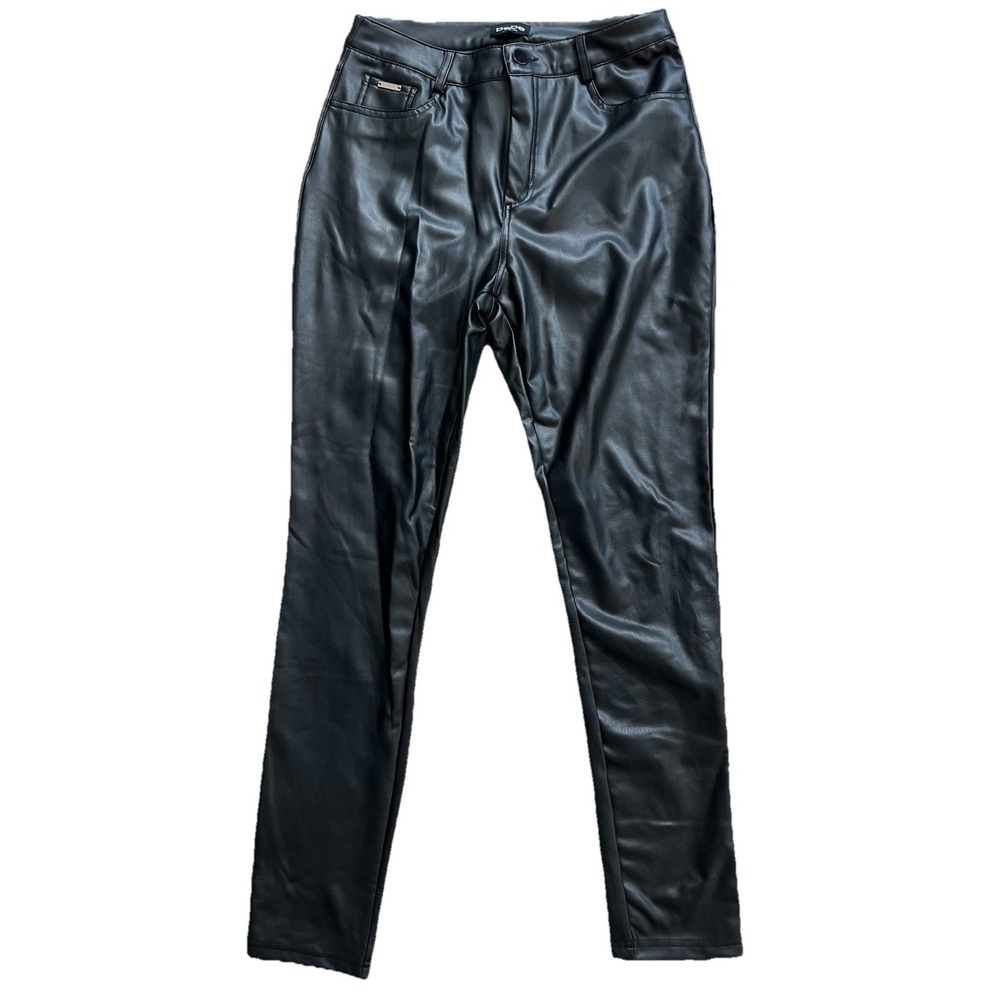 Bebe Woman's Faux Black Leather Pants SZ 26 x 28 Mid Rise